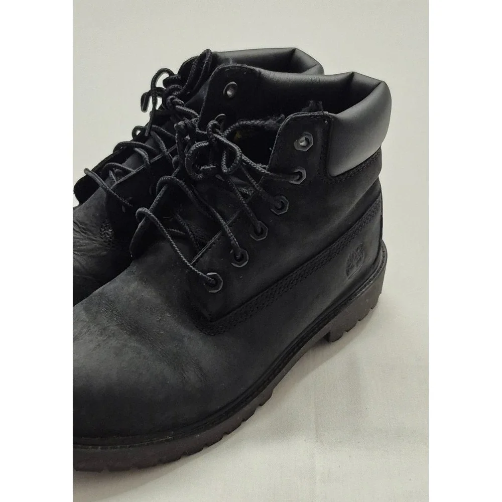 Timberland boy's black outdoor lace up leather ankle‎ boots sz. 3